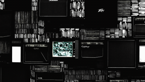 moving image tv screens and my own graphic design inside a TV set.