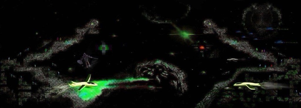 A visual gaming-like graphic representing a space battle.